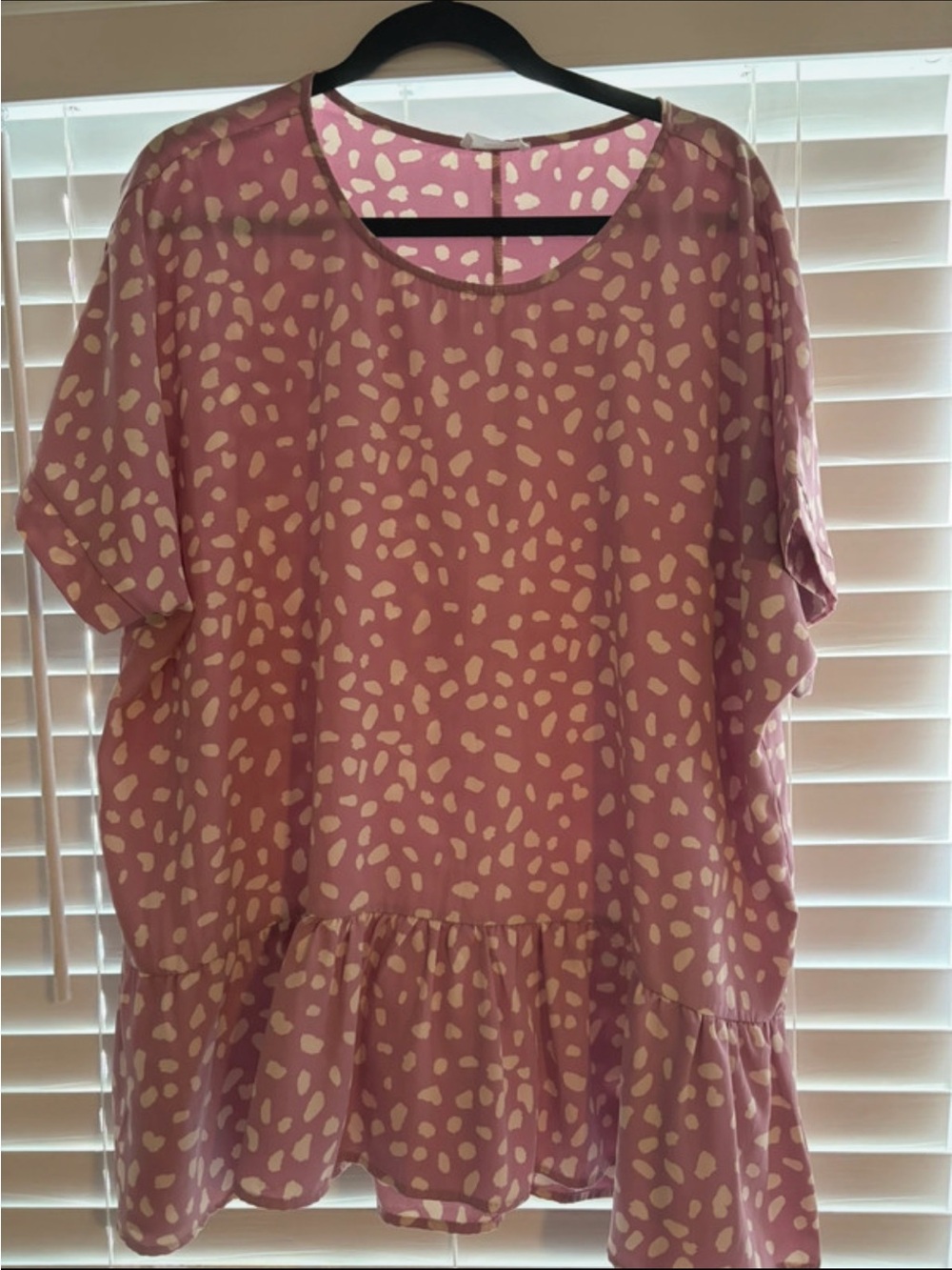 Chic Soul Pink Printed Short Sleeve Peplum Tunic
